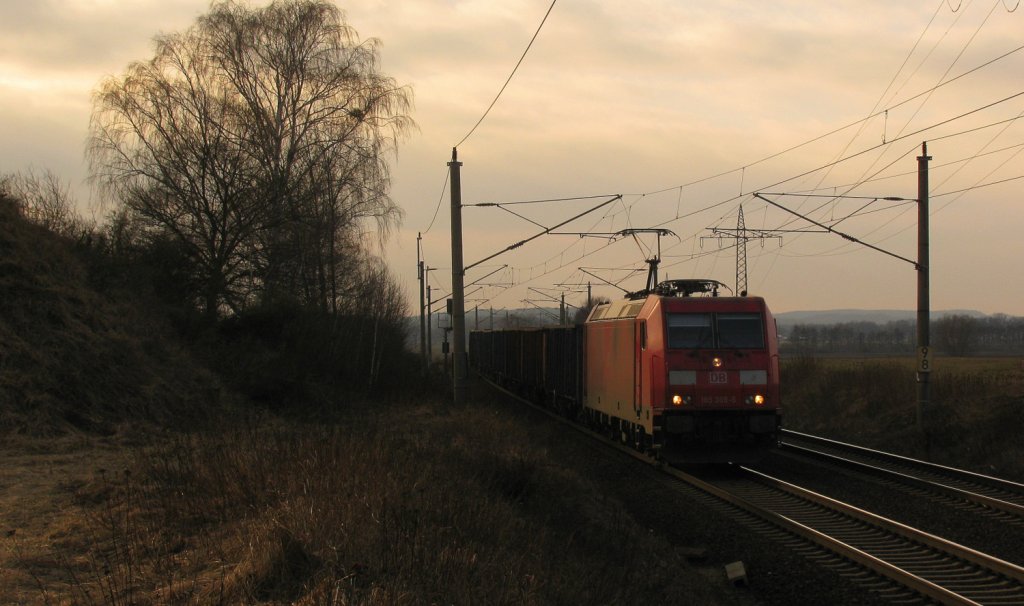 185 369-5 mit 48431 von Seddin Richtung Frankfurt(Oder) Oderbr�cke am 05.03.2011 durch Nudow.