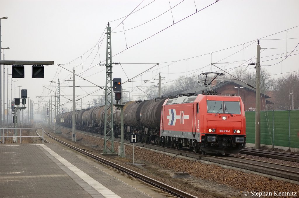 185 630-1 (HGK 2065) von der HGK H�fen - Und G�terverkehr K�ln mit Kesselzug in Rathenow in Richtung Wustermark unterwegs. 14.03.2011