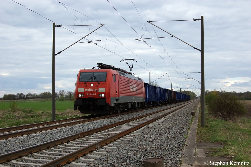 189 060-7 mit GZ zwischen Brandenburg und G�tz in Richtung Brandenburg unterwegs. 15.04.2011