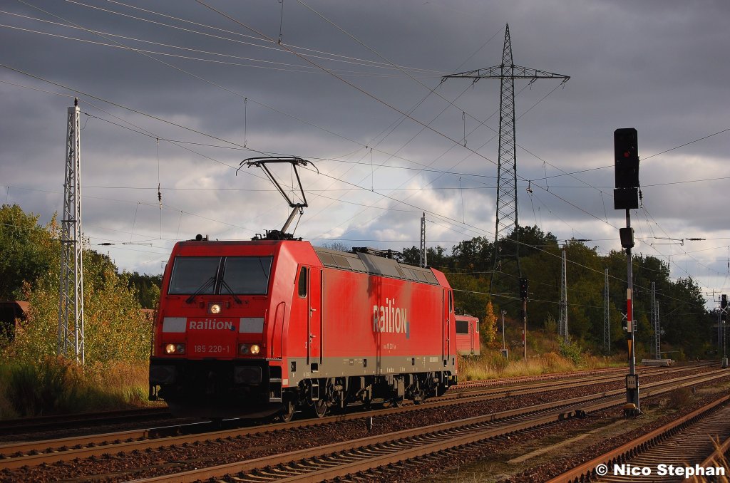 F�r 185 220-1 kam sogar nochmal die Sonne raus,Satzkorn (08.10.09)