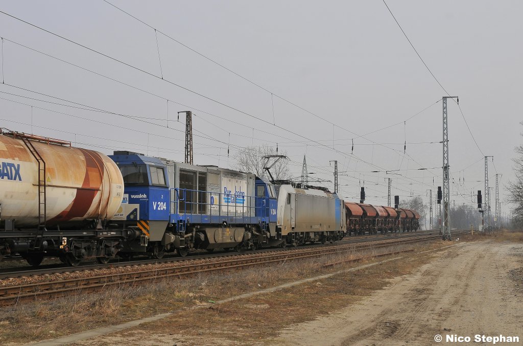 Hinter der 186 hing noch V204 der Rurtalbahn,Saarmund (15.03.11)