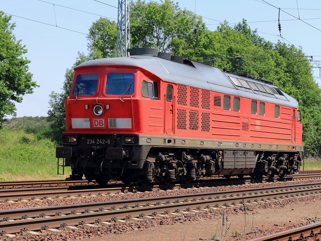 S�dlicher Berliner Au�enring am 23. Mai in H�he von Diedersdorf. 234 242-6 bef�hrt das Hauptgleis in Richtung Genshagener Heide.