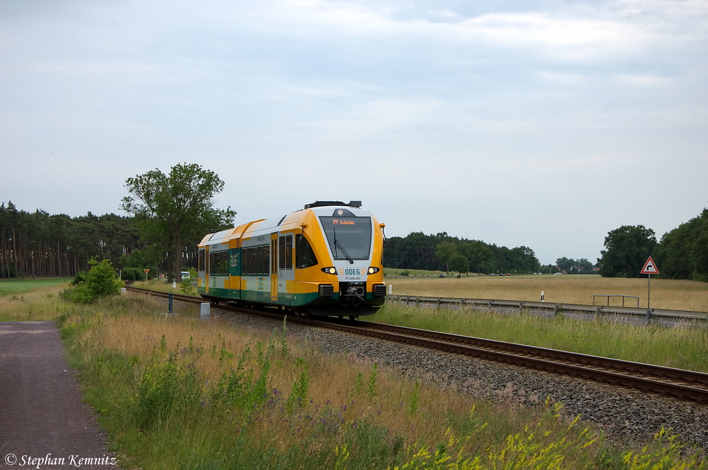 VT 646.041 (646 041-3) ODEG - Ostdeutsche Eisenbahn GmbH als OE51 (OE 68984) von Brandenburg Altstadt nach Rathenow bei M�gelin. 19.06.2012