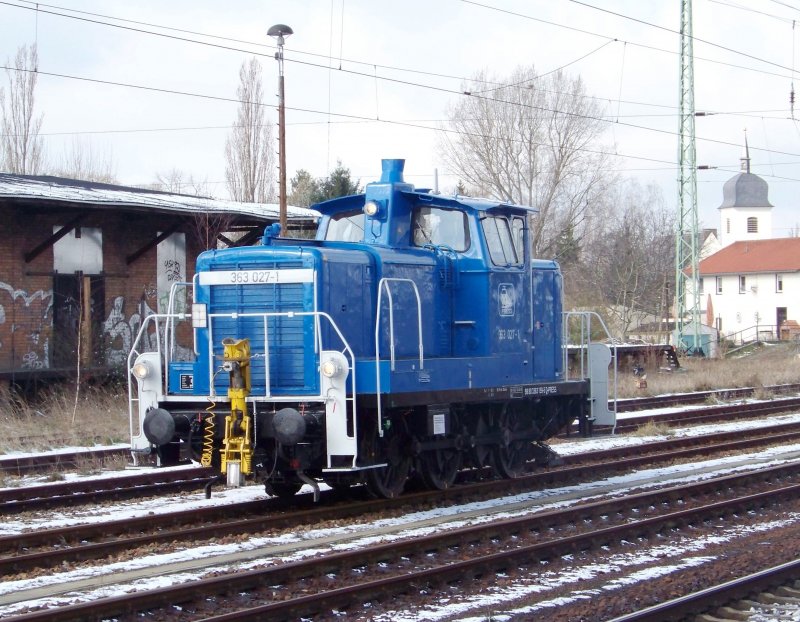 363 027-1 rangiert am 20.03.2008 in L�bbenau/Spreewald. 