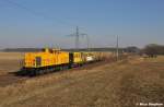 Die Babelsbergerinnen werden auch immer kleiner,V180.05 alias 203 161-5 von SGL war mit einem kurzen Bauzug auf Falschfahrt unterwegs,hier bei Nudow (26.02.11)