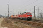232 358-2 hatte einen schwach ausgelasteten Containerzug nach Gro�beeren zu bringen,Saarmund (15.03.11)