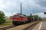 232 358-2 DB Schenker Rail Deutschland AG mit einem Eaos Ganzzug von der DB, PKP und CD aus Brandenburg-Altstadt �ber Rathenow umgeleitet und fuhr in Richtung Wustermark weiter.