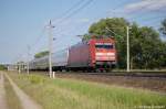 101 018-0 mit dem EC 248 von Krakow Glowny nach L�neburg zwischen Gro�wudicke und Rathenow.