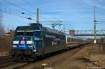 101 042-0  Eco�phant  mit dem IC 142 von Berlin Hbf (tief) nach Schiphol (Airport) in Brandenburg.