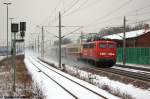 110 169-0 DB Systemtechnik Minden mit einem TEE RHEINGOLD von Koblenz Hbf nach Leipzig Hbf in Rathenow. 12.12.2012