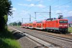 Die 114 005 verl�sst gerade mit ihrem RE4 (RE 37312) nach Wismar den Bahnhof Friesack(Mark).