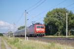 120 130-0 mit dem EC 248 von Krakow Glowny nach L�neburg zwischen Gro�wudicke und Rathenow.