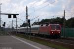 120 132-6 mit dem IC 2803 f�r ICE 559 (KP K�ln 5B+2A) von K�ln Hbf nach Berlin Ostbahnhof in Rathenow.