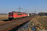 155 019-3 & 140 569-5 rollten  stromsparend  mit ihrem Mischer durch die Fotoh�gel von Nudow (29.01.11)
