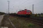 143 936-3 hier f�r DB Schenker im Einsatz und war mit eine leeren Stahlzug nach Ziltendorf unterwegs,Saarmund (20.10.09)