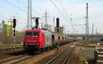 145 - CL 002 kommt am 08.04.2010 mit Kohlenstaubwagen von Ziltendorf Richtung L�nen um kurz gebremst zu werden und wieder neu schwung zu holen.