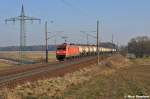145 014-7 rollte mit einem Knickkesselzug gem�tlich am �rtchen Nudow vorbei (29.01.11) 