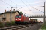 145 075-8 DB Schenker Rail Deutschland AG mit einem gemischtem G�terzug in Vietznitz, in Richtung Friesack weiter gefahren.
