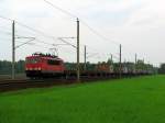 Der zweite G�terzug Richtung Frankfurt/Oder Oderbr�cke war mit 155 218-1 am 1.Mai 2010 bespannt und durchfuhr langsam L�pten.