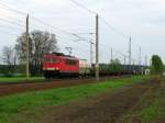 155 220-7 kam als letzter G�terzug durch L�pten am 1.Mai 2010 Richtung Berlin durch bei meiner Tour mit Hannes M�ller.