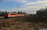 155 246-2 war mit ihrem Zug aus offenen Wagen nach Priort unterwegs,hier am B� bei Satzkorn (12.02.11)