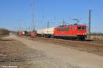 Die sehr frische 155 229-8 war mit gemischter Fracht nach Nudow unterwegs,Saarmund (08.03.11) (Abnahme LDX 18.02.11)