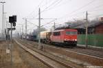 155 080-5 mit gemischten G�terzug in Rathenow in Richtung Wustermark unterwegs.