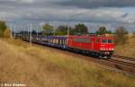 155 085-4 war mit einem leeren Mosolf-Autozug gen Satzkorn unterwegs,B� 72 bei Priort (25.09.09)