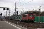 155 112-6 mit einem gemischtem G�terzug in Rathenow in Richtung Wustermark unterwegs.