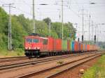 155 089-6 mit einem Containerzug aus Gro�beeren g bei Diedersdorf am 18.