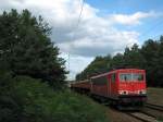 155 222-3 mit allt�glichen Schotterzug vom BBI am 14.08.