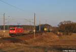 Einer der Gr�nde f�r einen Besuch von Nudow,die sch�ne Abendstimmung!!! 185 219-3 war mit einem halb ausgelasteten Hangartnerzug auf dem R�ckweg nach Hamburg,Nudow (03.03.11)    