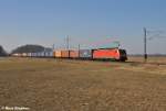 189 005-2 donnert bei Ahrensdorf mit einem Containerzug nach Tschechien (26.02.11)