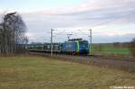 ES 64 F4 - 805 (189 805-5) MRCE Dispolok GmbH f�r PKP Cargo  EU45-805  mit einem leeren Autotransportzug bei Nennhausen und fuhr in Richtung Wustermark weiter. 26.12.2012