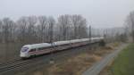 Mit dem ICE 1611 von Warnem�nde nach M�nchen Hbf durchfuhr dieser ICE-T den Ort Trebbin am 05.03.2011.