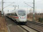 ICE 411 080-5  Darmstadt  kurz vor der Durchfahrt des Bahnhofes Großbeeren am 04. Januar 2014. 