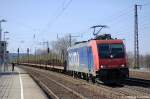 482 046-0 SBB Cargo die f�r Raildox f�hrt mit leeren Holzzug in Saarmund.