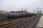 212 279-4 EGP - Eisenbahngesellschaft Potsdam GmbH kommt einem kurzem G�terzug in Wittenberge an.