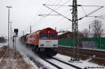 DE672 (266 072-8) HGK - H�fen und G�terverkehr K�ln AG mit einem Kesselzug in Rathenow in Richtung Wustermark unterwegs. Netten Gru� an den Tf! 09.02.2012