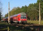 Letztes Licht an dieser Stelle war am 18.04.2010 geboten, als diese RB 14 ihre Reise Richtung Senftenberg aus Bestensee heraus fortsetzte.